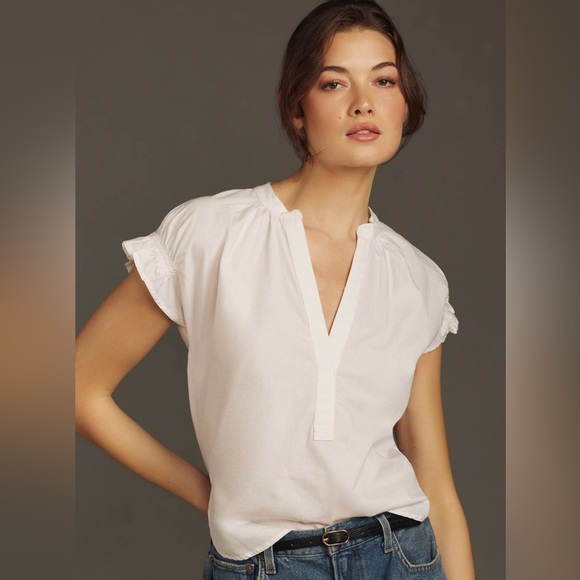 Pilcro Women’s Blouse Top, Flutter-Sleeve Small S - Picture 7 of 8